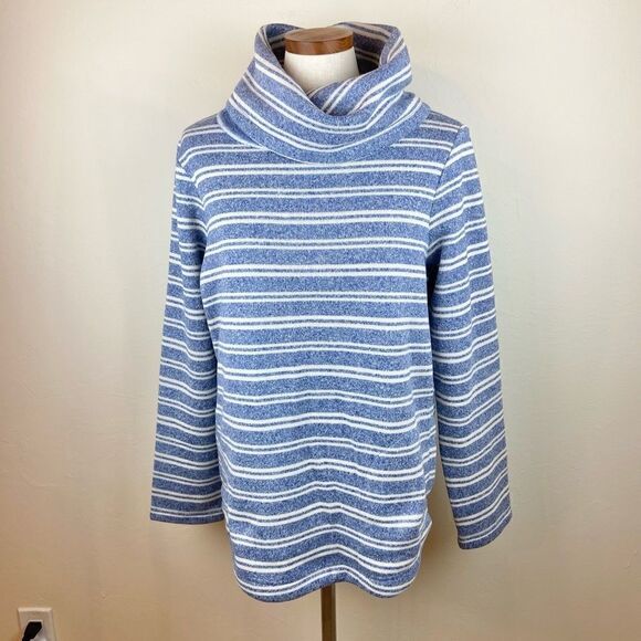 L.L. Bean Easy Cowl-Neck Pullover Striped Sweater - Picture 2 of 7